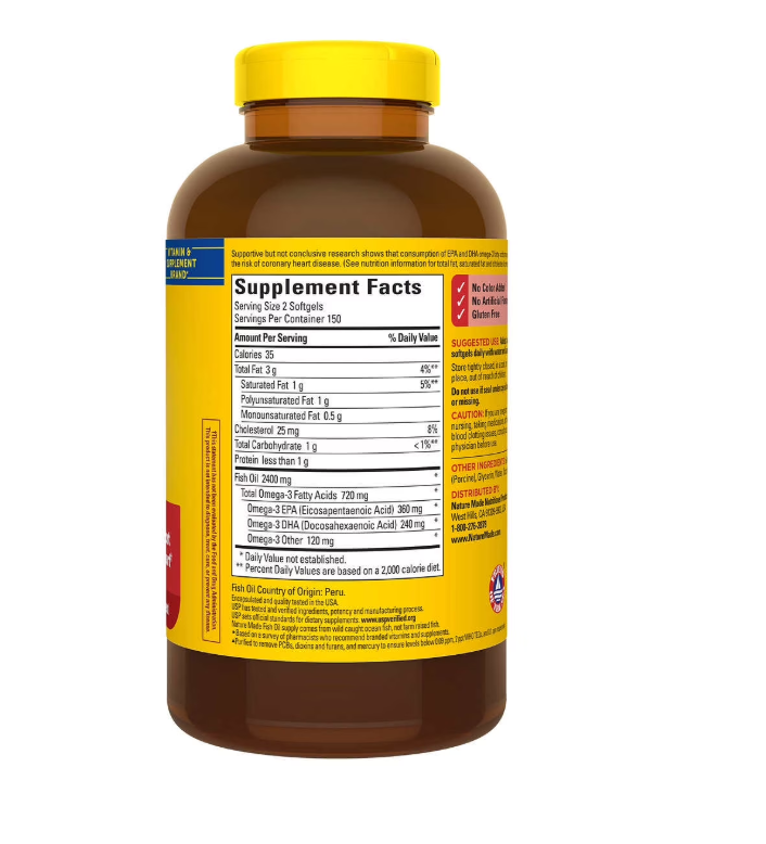 Nature Made Fish Oil, 1200mg, 300 Softgels